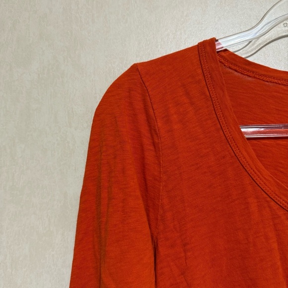 J Crew Orange 3/4 Sleeve Scoop Neck Painter T Shirt - Picture 2 of 4